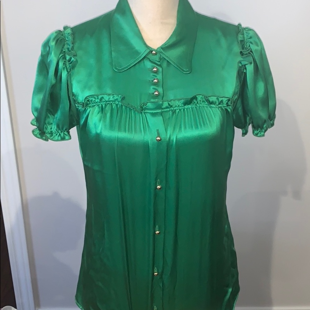 Dolce & Gabbana Green Satin Blouse